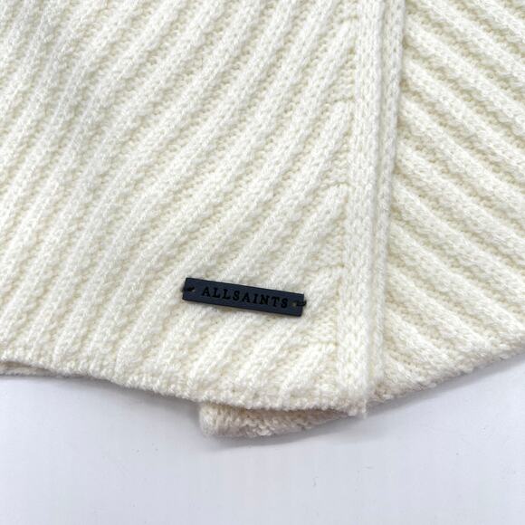 ALLSAINTS Traveling Rib Scarf Women Cream One Size Cozy Wool Blend Gift NEW - Picture 5 of 7